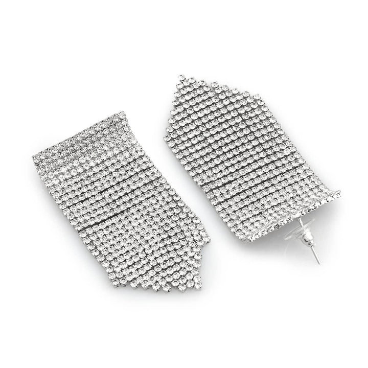 Silver-Toned Contemporary Drop Earrings - Trendisia