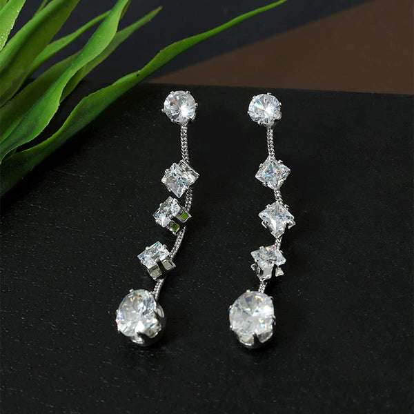 Silver-Toned Contemporary Drop Earrings - Trendisia