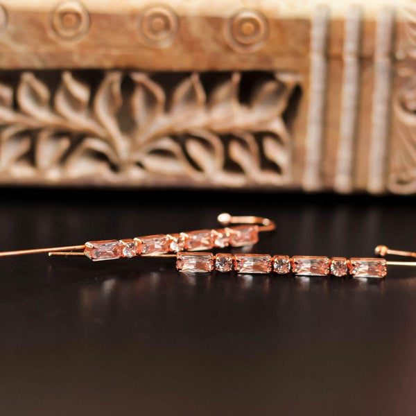 Rose Gold-Plated AD Contemporary Ear Cuffs - Trendisia