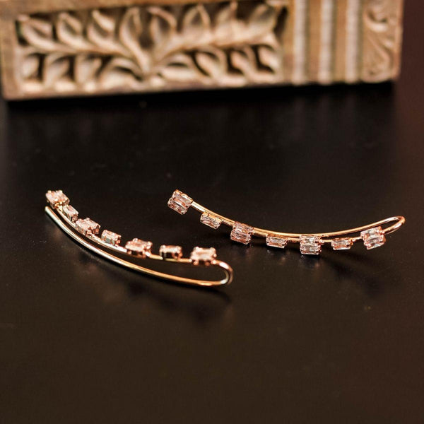Rose Gold-Plated AD Contemporary Ear Cuffs - Trendisia