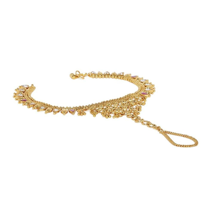 Set of 2 Gold-Plated Antique Bridal Anklets - Trendisia