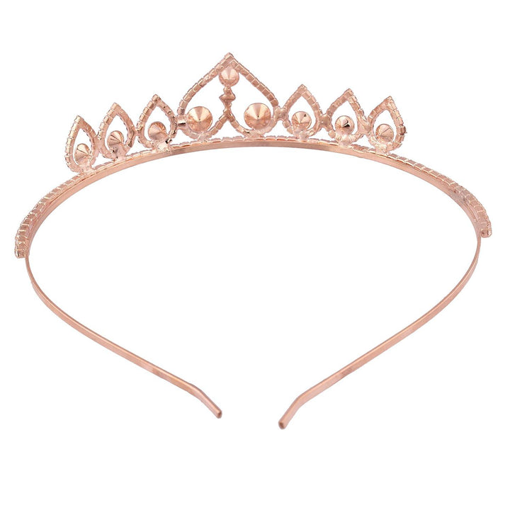 Rhinestone-Studded Golden Hair Crown - Trendisia