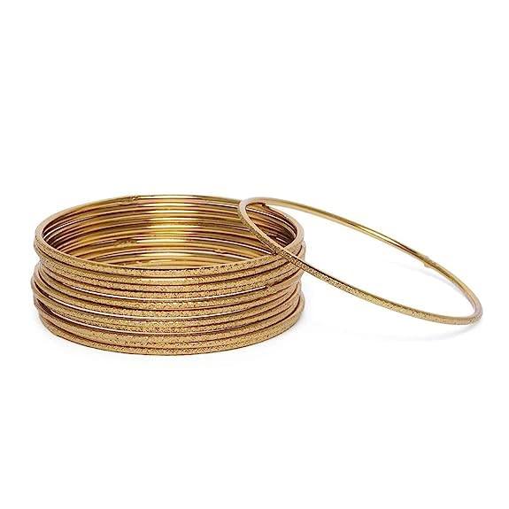 Antique Gold-Plated Bangles (Pack of 12) - Trendisia