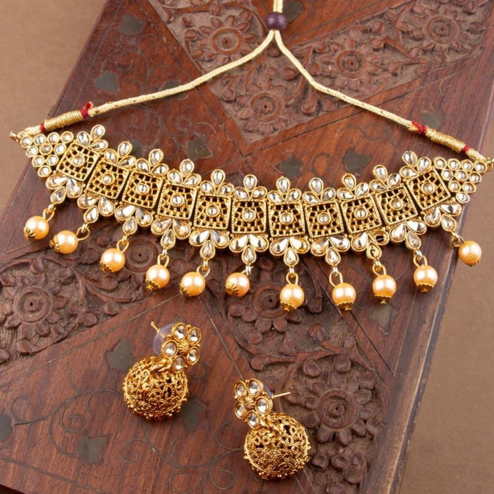 Traditional Gold Toned Necklace Set - Trendisia