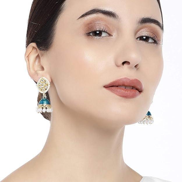 Base Metal with Kundan Traditional Earrings - Trendisia