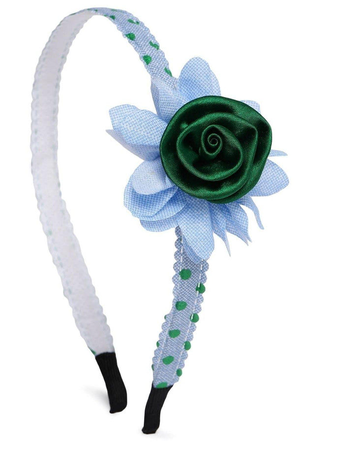 Blue Green Polka Dot Floral Hairband - Trendisia