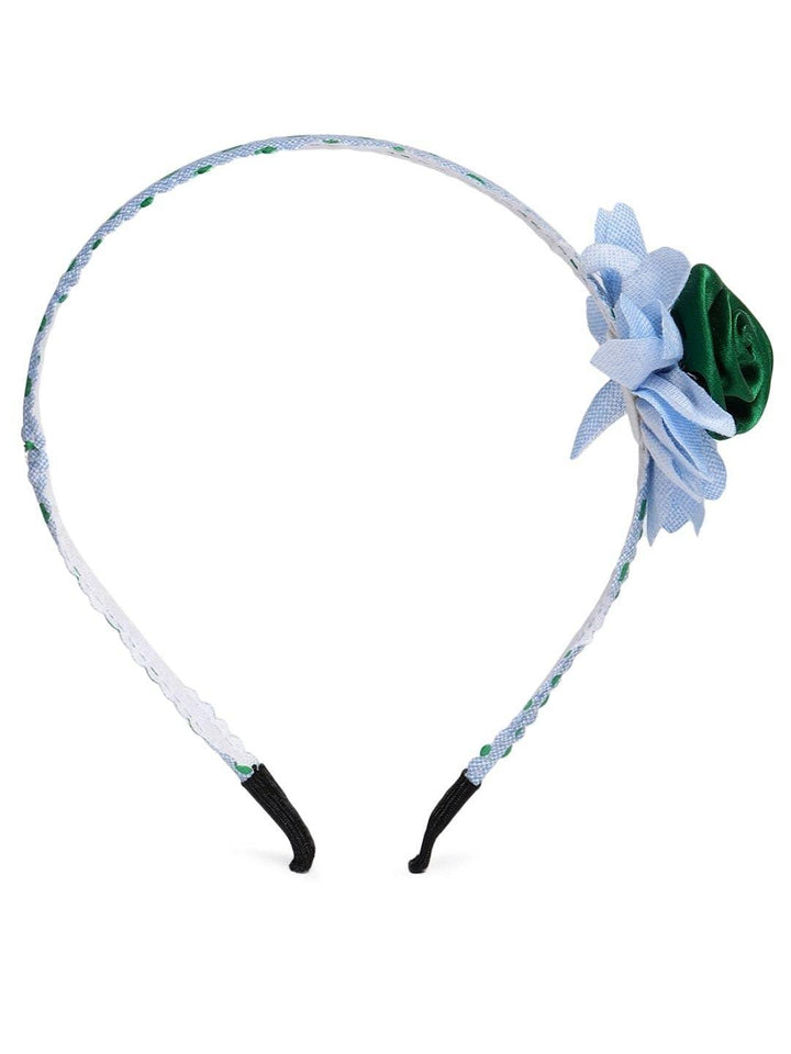 Blue Green Polka Dot Floral Hairband - Trendisia