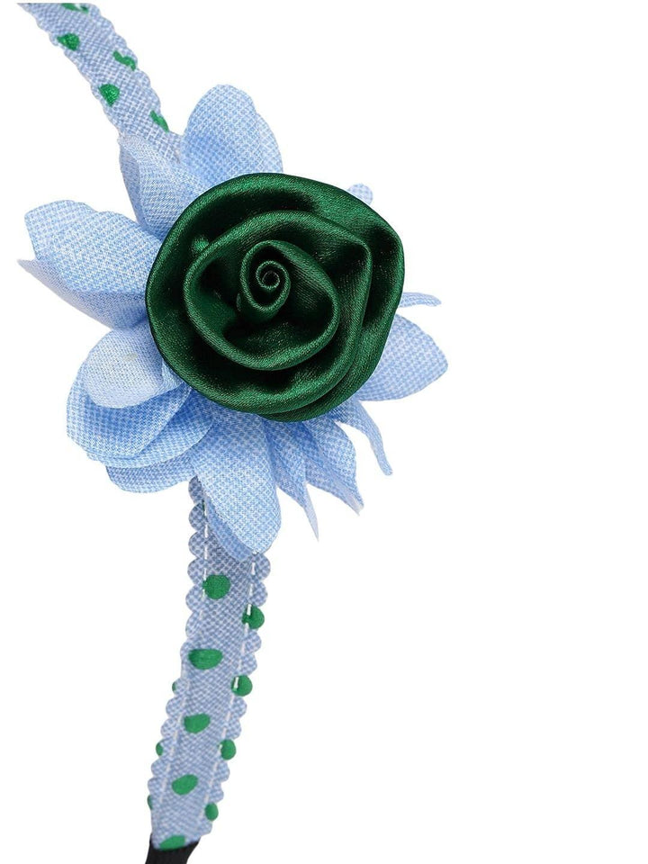 Blue Green Polka Dot Floral Hairband - Trendisia