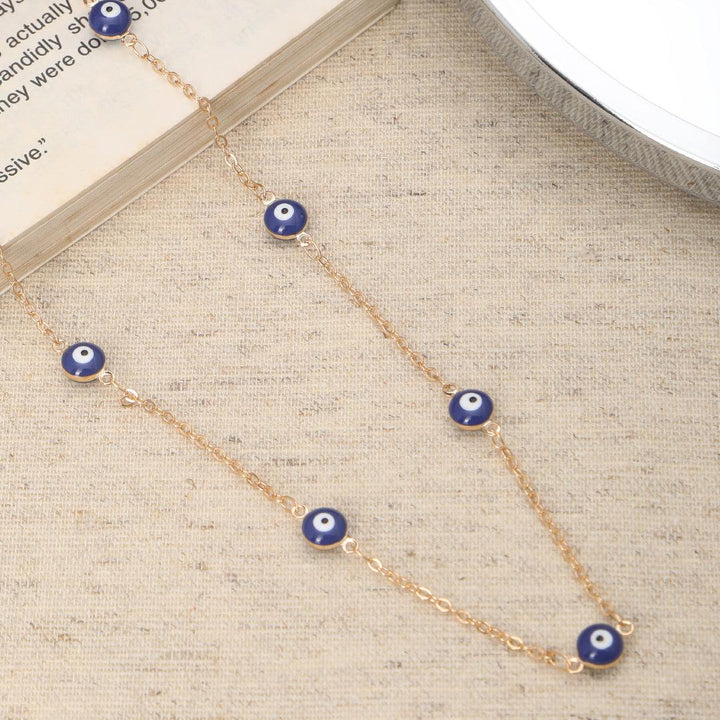 Brass Gold-Plated Evil Eye Enameled Chain - Trendisia