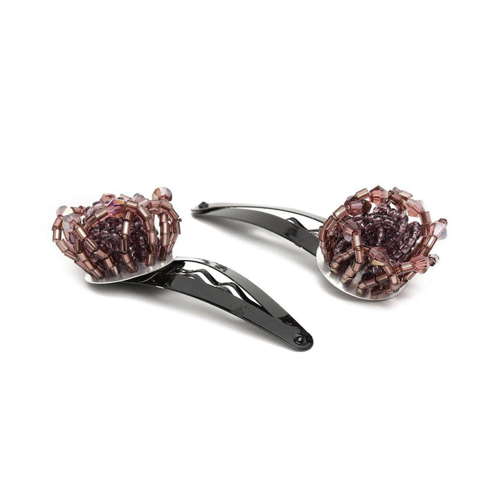 Brown Beaded Tic Tac Hair Clip - Trendisia