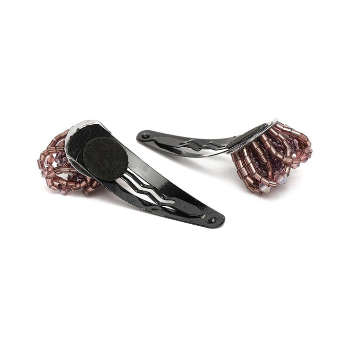 Brown Beaded Tic Tac Hair Clip - Trendisia