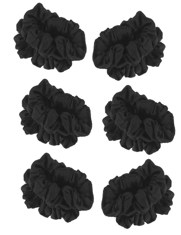 Cotton 6 Pcs Jet Black Soft Hair Rubber Bands - Trendisia