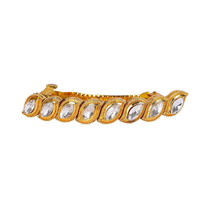 Designer Brass Hair Clip With Glass Stone - Trendisia
