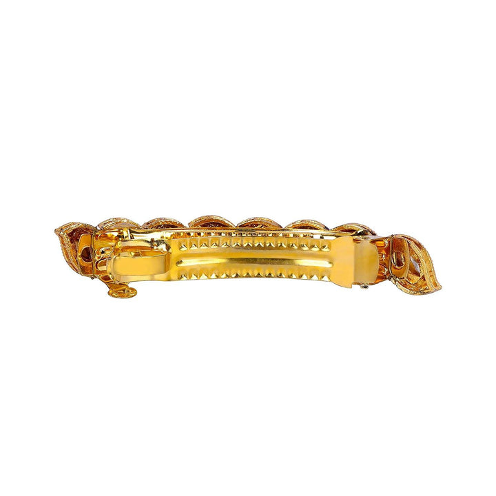Designer Brass Hair Clip With Glass Stone - Trendisia