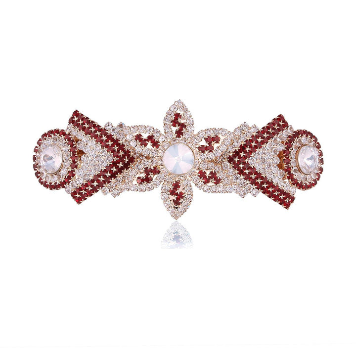 Designer Gold Plated Rhinestone Hair Barrette - Trendisia