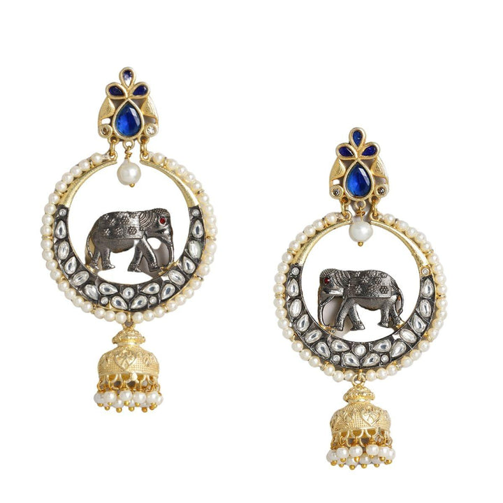 Dual Tone AD-Studded Dome Shaped Jhumkas - Trendisia