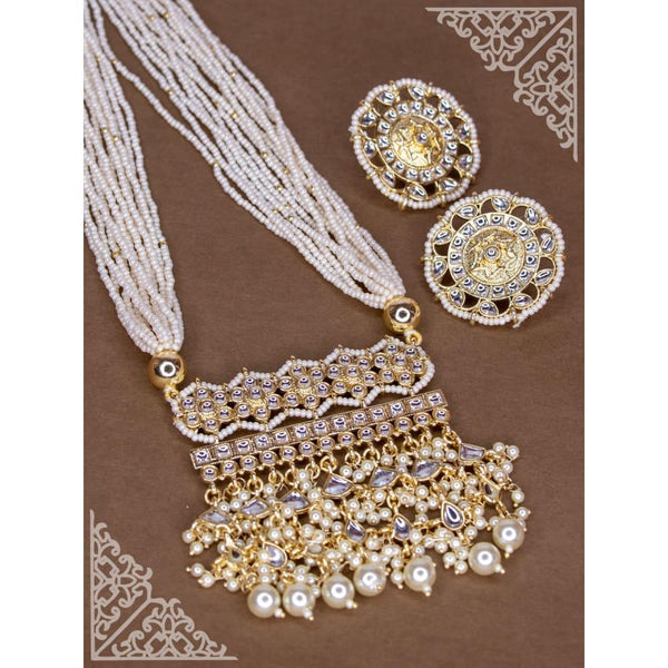 Gold-Plated White Kundan Studded Jewellery Set - Trendisia