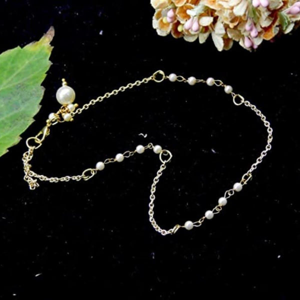 Elegant Pearl Chain Designer Gold Plated Anklet - Trendisia