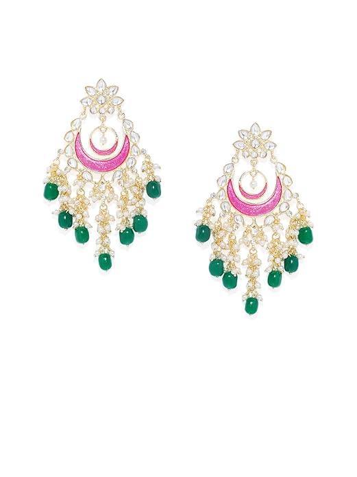 Enamel Base Kundan Dangle Earring - Trendisia