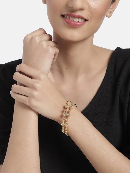 Enchanting Duets Gold-Plated AD Bangles Set - Trendisia