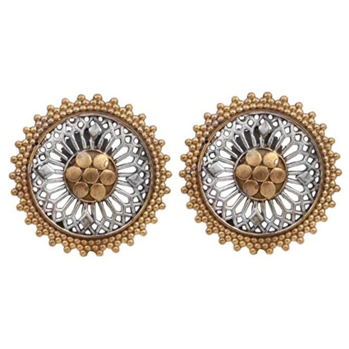 Ethnic Dual Plated Oxidized Stud Earrings for Women - Trendisia
