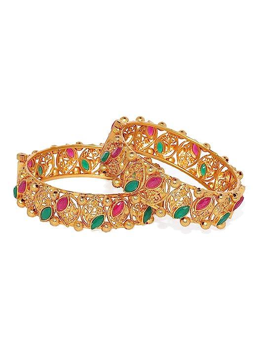 Gilded Elegance matte gold Kada Bangles - Trendisia