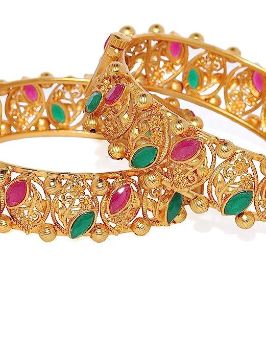 Gilded Elegance matte gold Kada Bangles - Trendisia