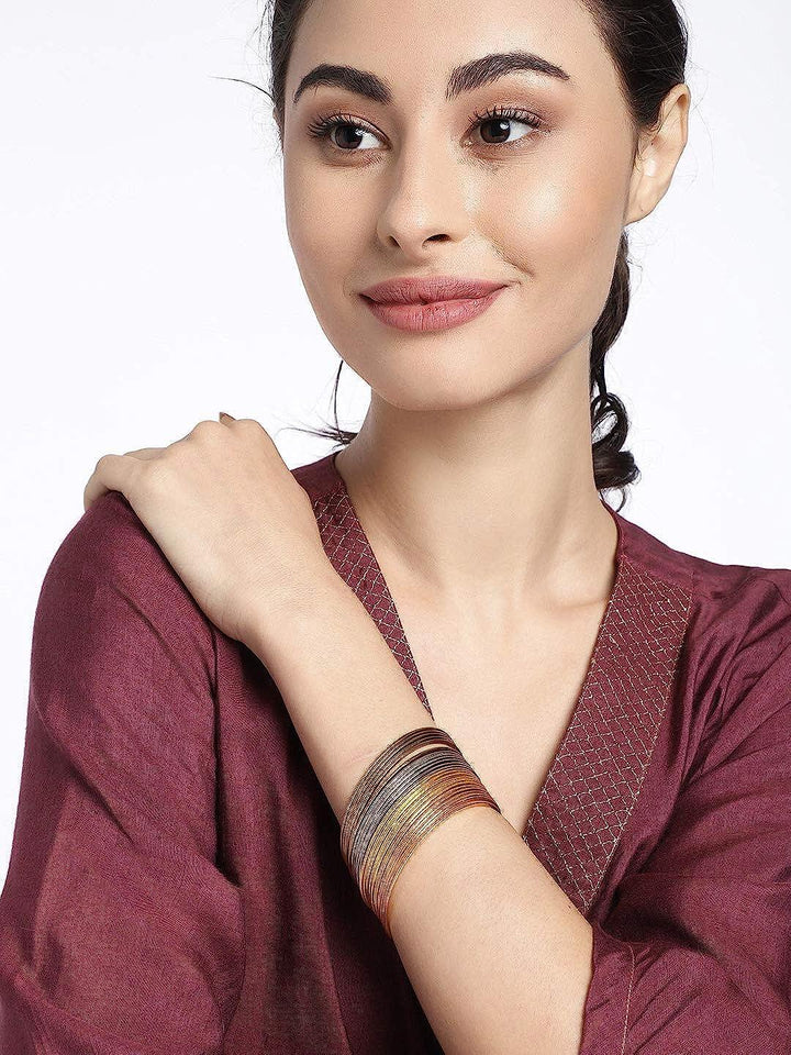 Glamorous Tricolor Bangles Set of 2 - Trendisia
