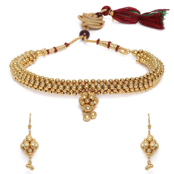 Gold Beaded Thushi Necklace Set for Women - Trendisia