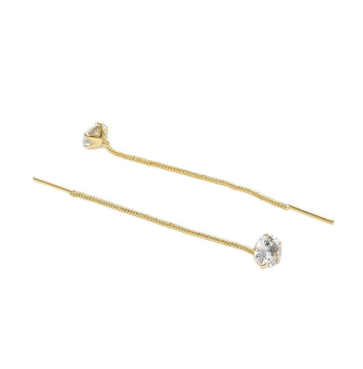 Gold-Plated AD Contemporary Drop Earrings - Trendisia