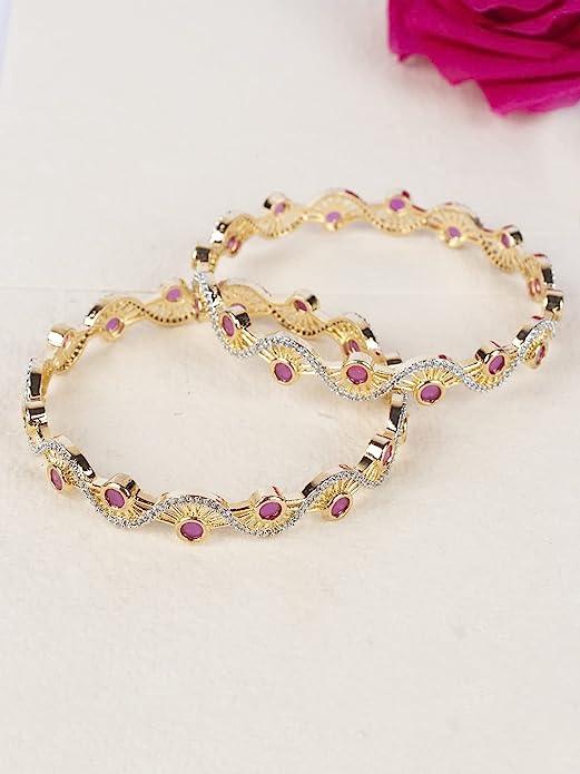 Gold-Plated AD Set of 2 Bangles - Trendisia