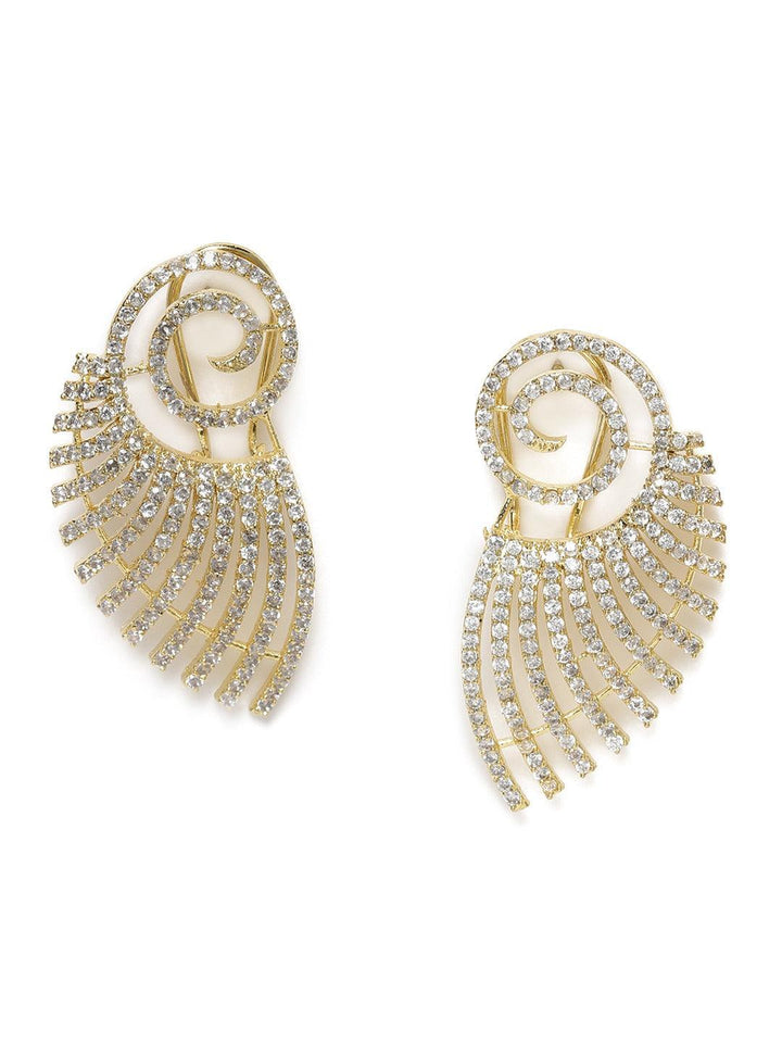 Gold-Plated AD Studded Drop Earrings - Trendisia