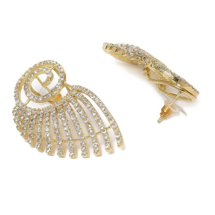 Gold-Plated AD Studded Drop Earrings - Trendisia