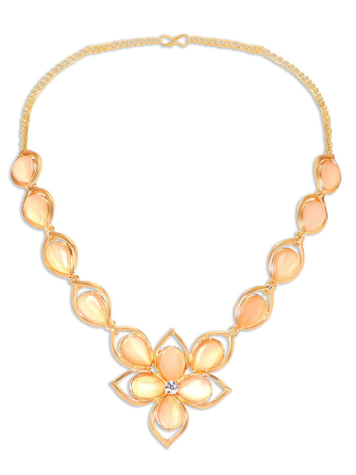 Gold Plated Beige Stone Jewellery Set - Trendisia