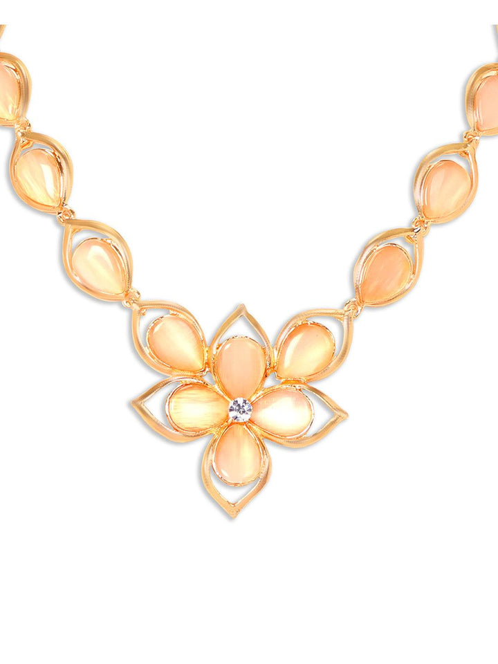 Gold Plated Beige Stone Jewellery Set - Trendisia