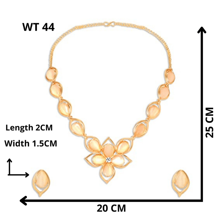 Gold Plated Beige Stone Jewellery Set - Trendisia