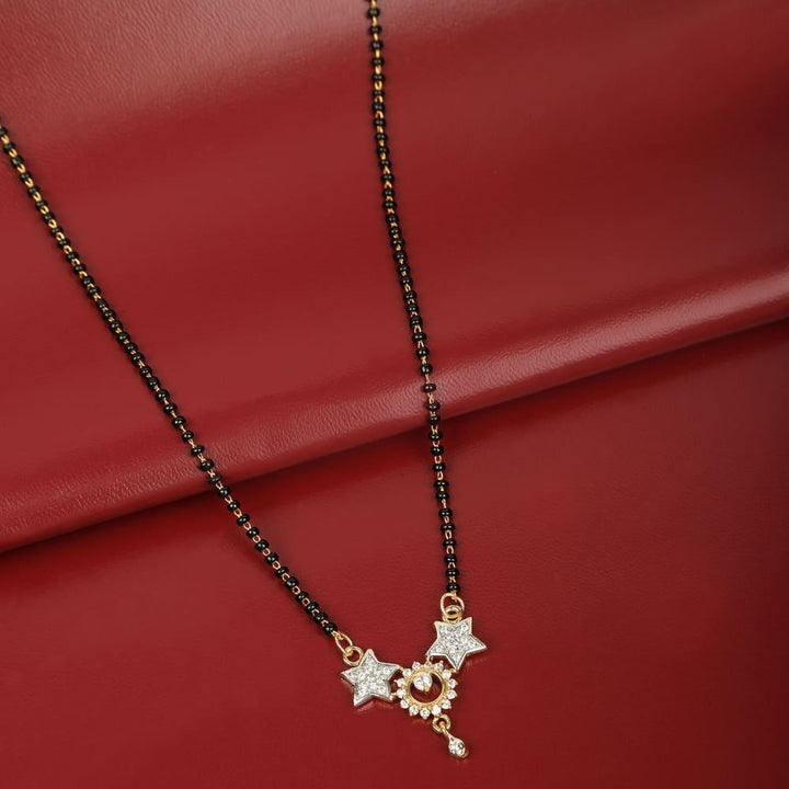 Gold-Plated Black Artificial Beaded Mangalsutra - Trendisia