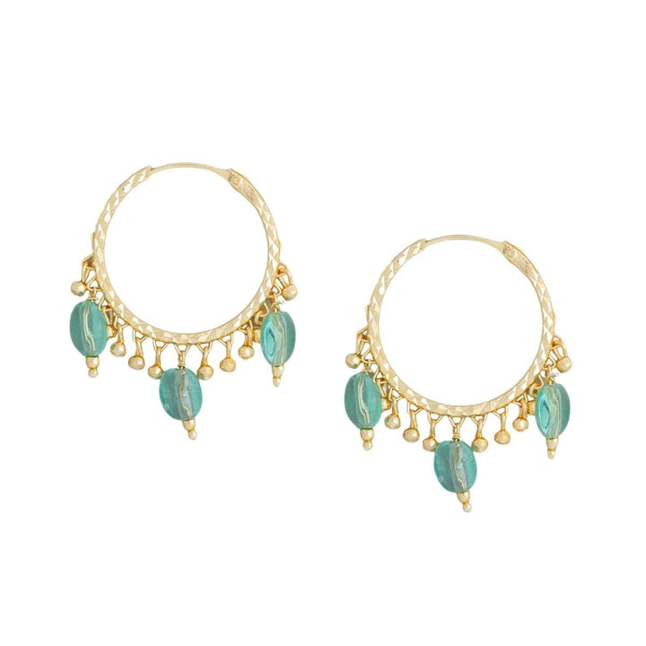 Gold-Plated Blue Circular Hoop Earrings - Trendisia