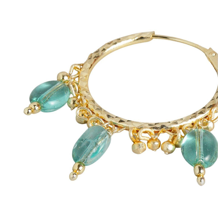 Gold-Plated Blue Circular Hoop Earrings - Trendisia