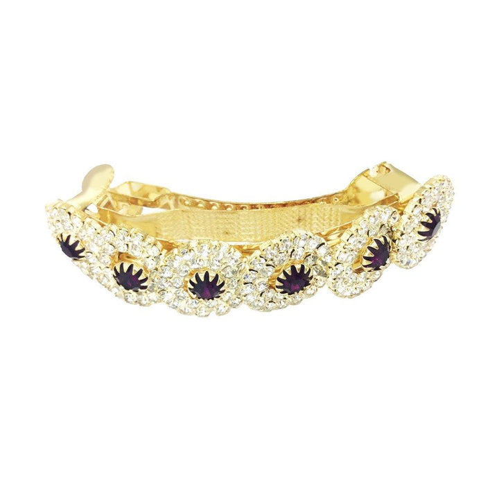 Gold Plated Brass Purple Stone Hair Pin - Trendisia