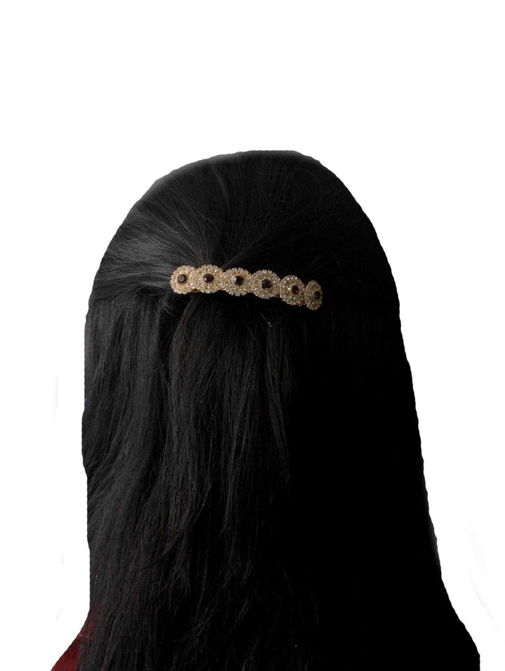 Gold Plated Brass Purple Stone Hair Pin - Trendisia