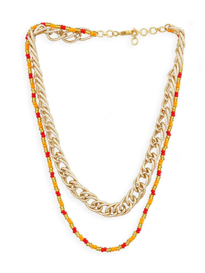 Gold Plated Brass Red Layered Chain - Trendisia