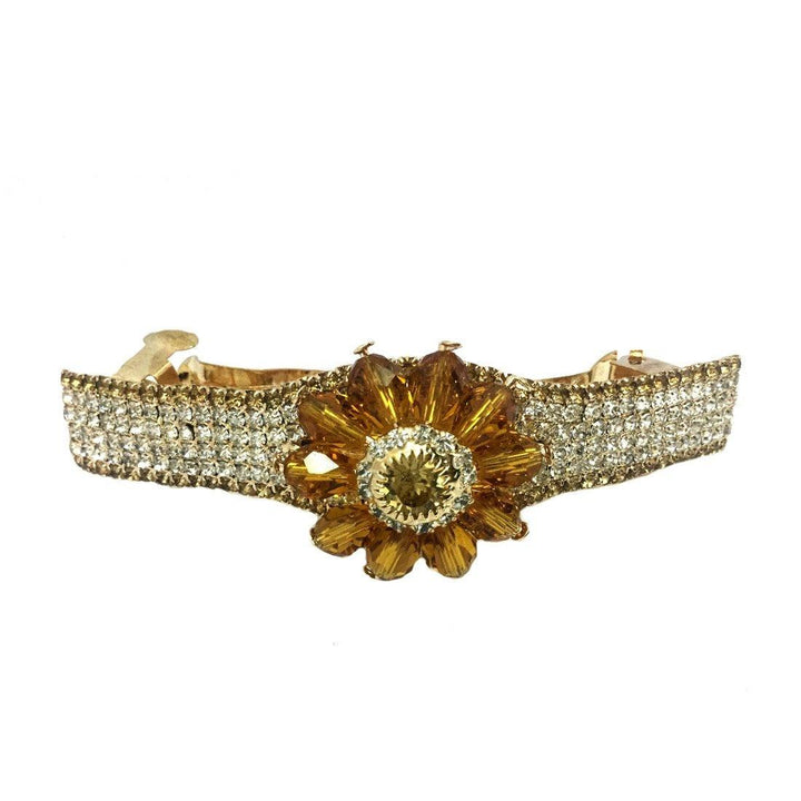 Gold-Plated Brown & White Rhinestone Hair Pin - Trendisia