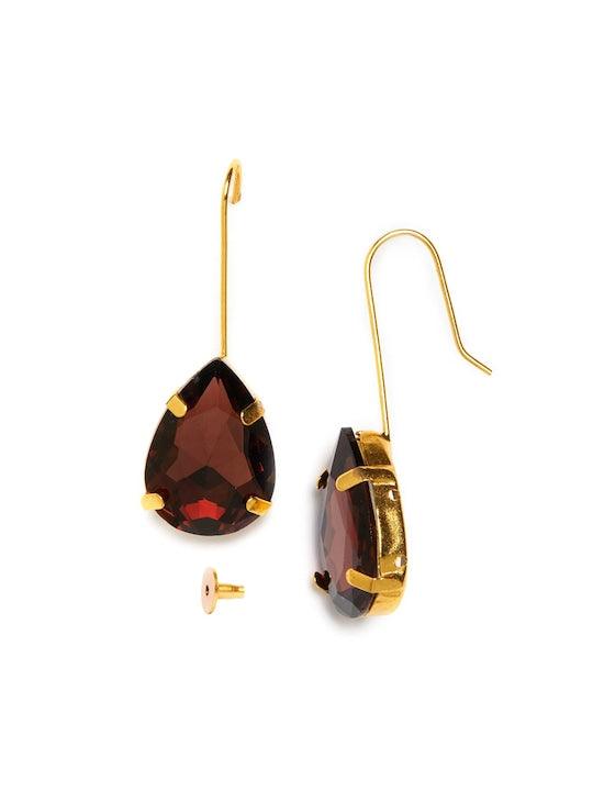 Gold Plated Burgundy Teardrop Earrings - Trendisia