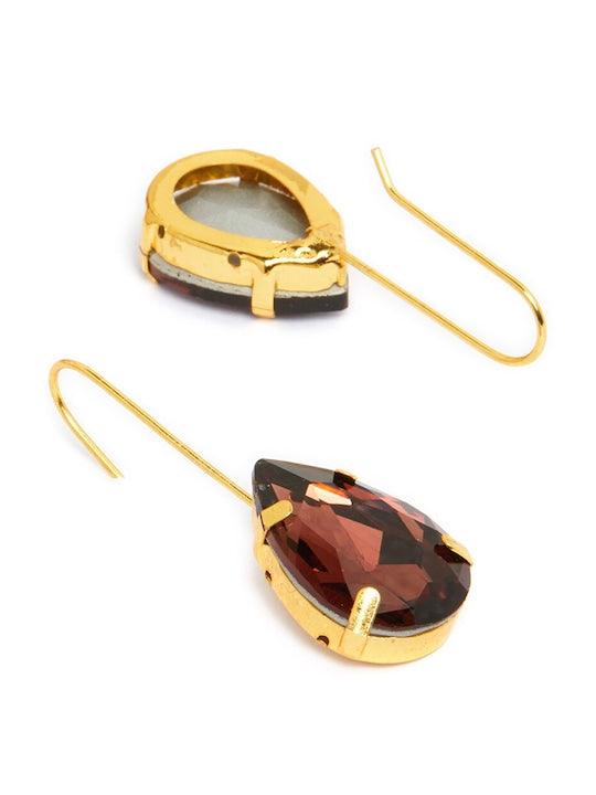 Gold Plated Burgundy Teardrop Earrings - Trendisia