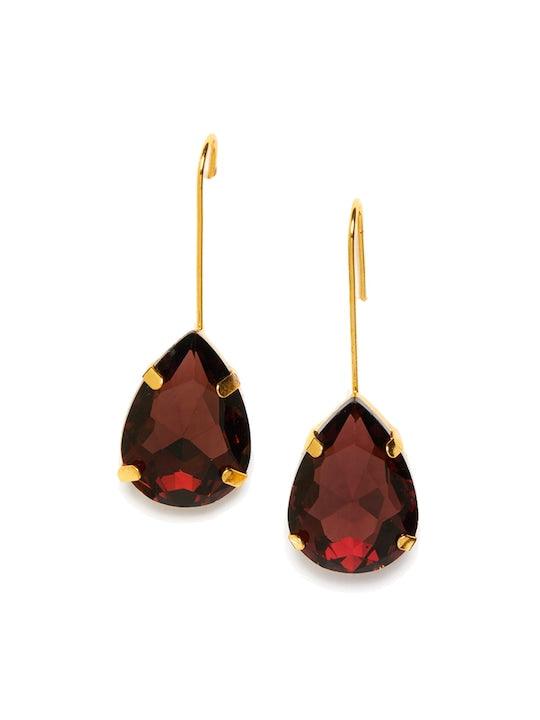 Gold Plated Burgundy Teardrop Earrings - Trendisia