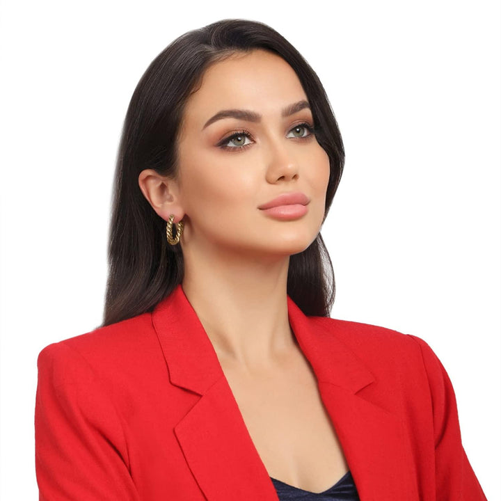 Gold-Plated Circular Half Hoop Earrings - Trendisia