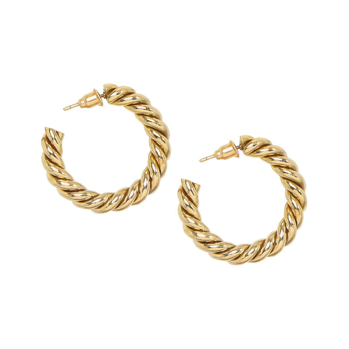 Gold-Plated Circular Half Hoop Earrings - Trendisia