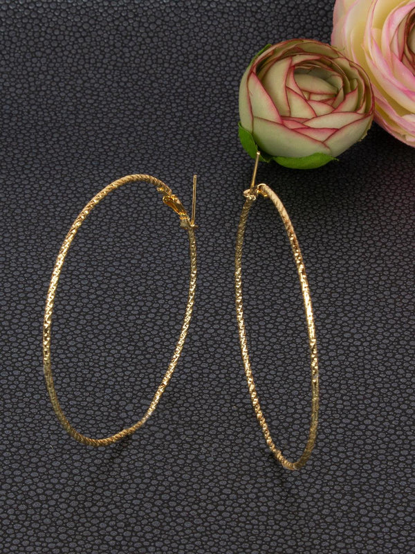 Gold-Plated Circular Hoop Earrings - Trendisia