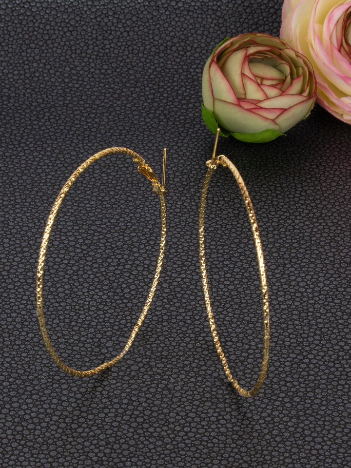 Gold-Plated Circular Hoop Earrings - Trendisia